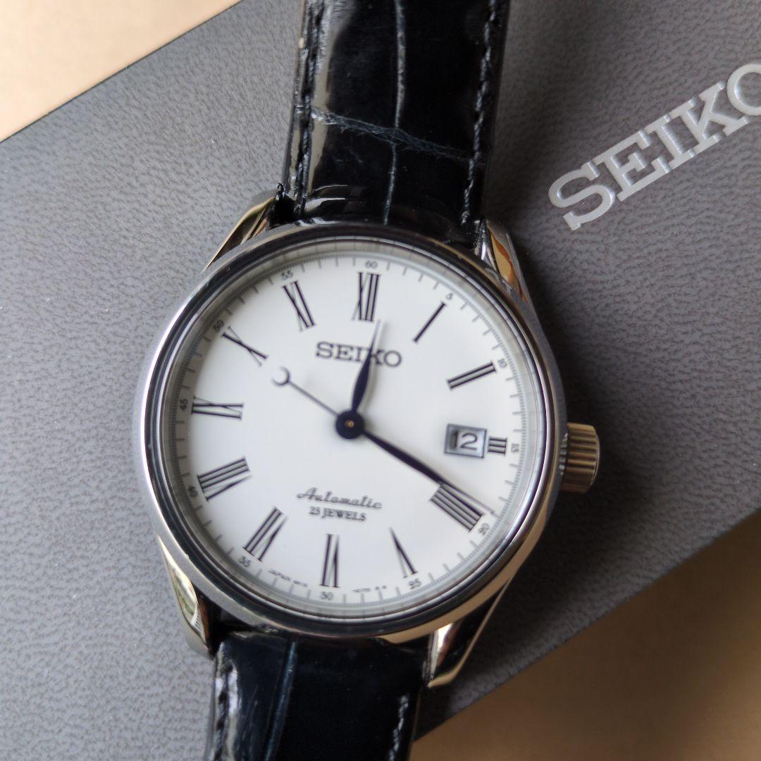 SEIKO プレザージュ ホワイト琺瑯ダイヤル 自動巻き