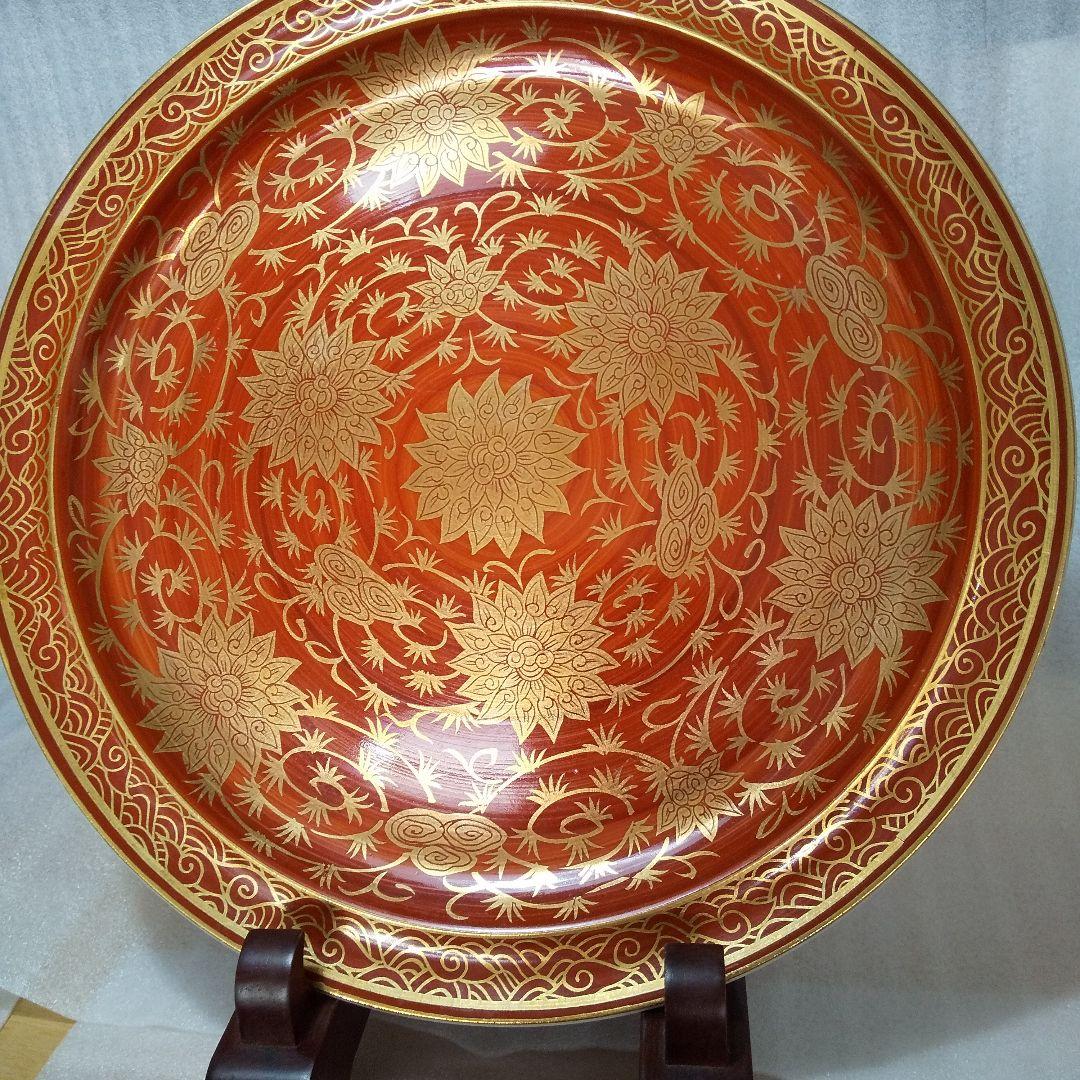 明治　九谷焼　里帰り品 　本金　極上 金蘭赤絵 　九寸皿 　正峯窯