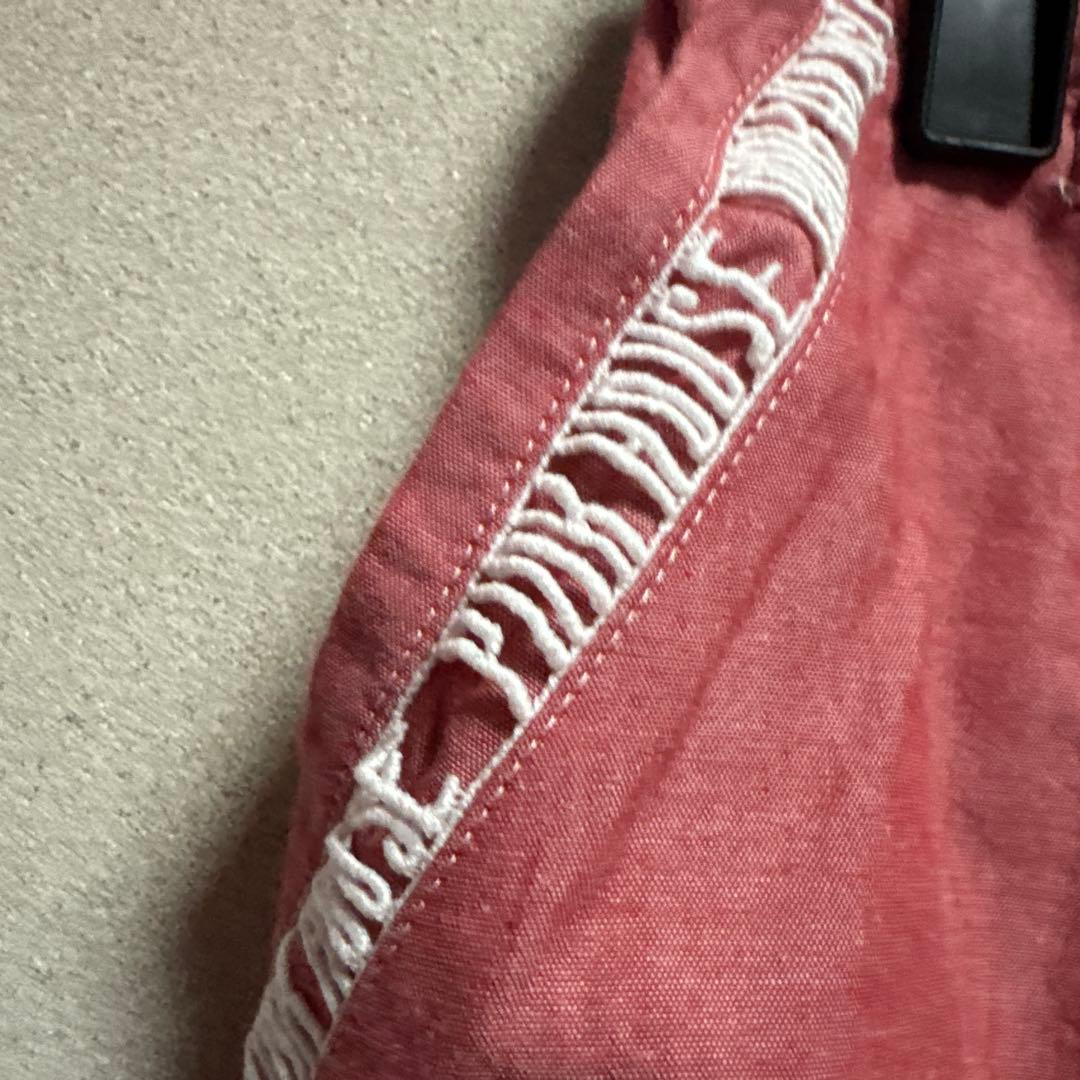 赤 ガウチョパンツ ロゴテープ付き