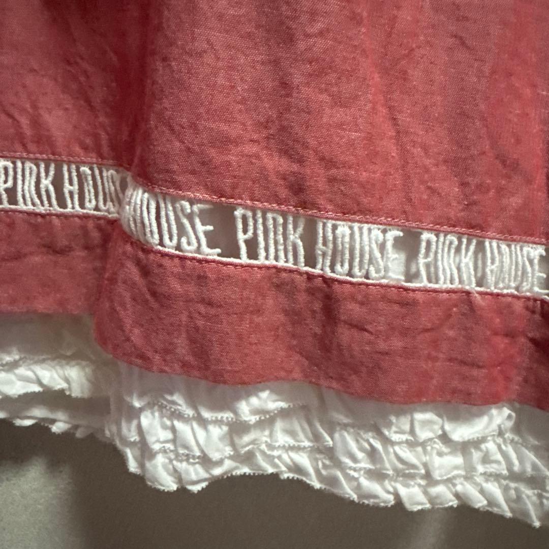 赤 ガウチョパンツ ロゴテープ付き