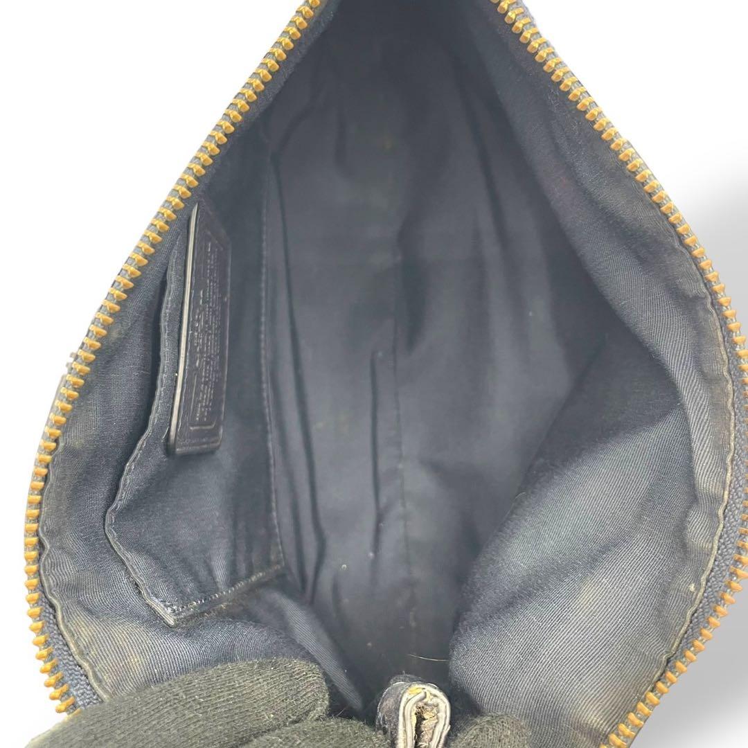 美品✨️コーチ ショルダーバッグ クロスボディ レザー シボ革 紺 ネイビー