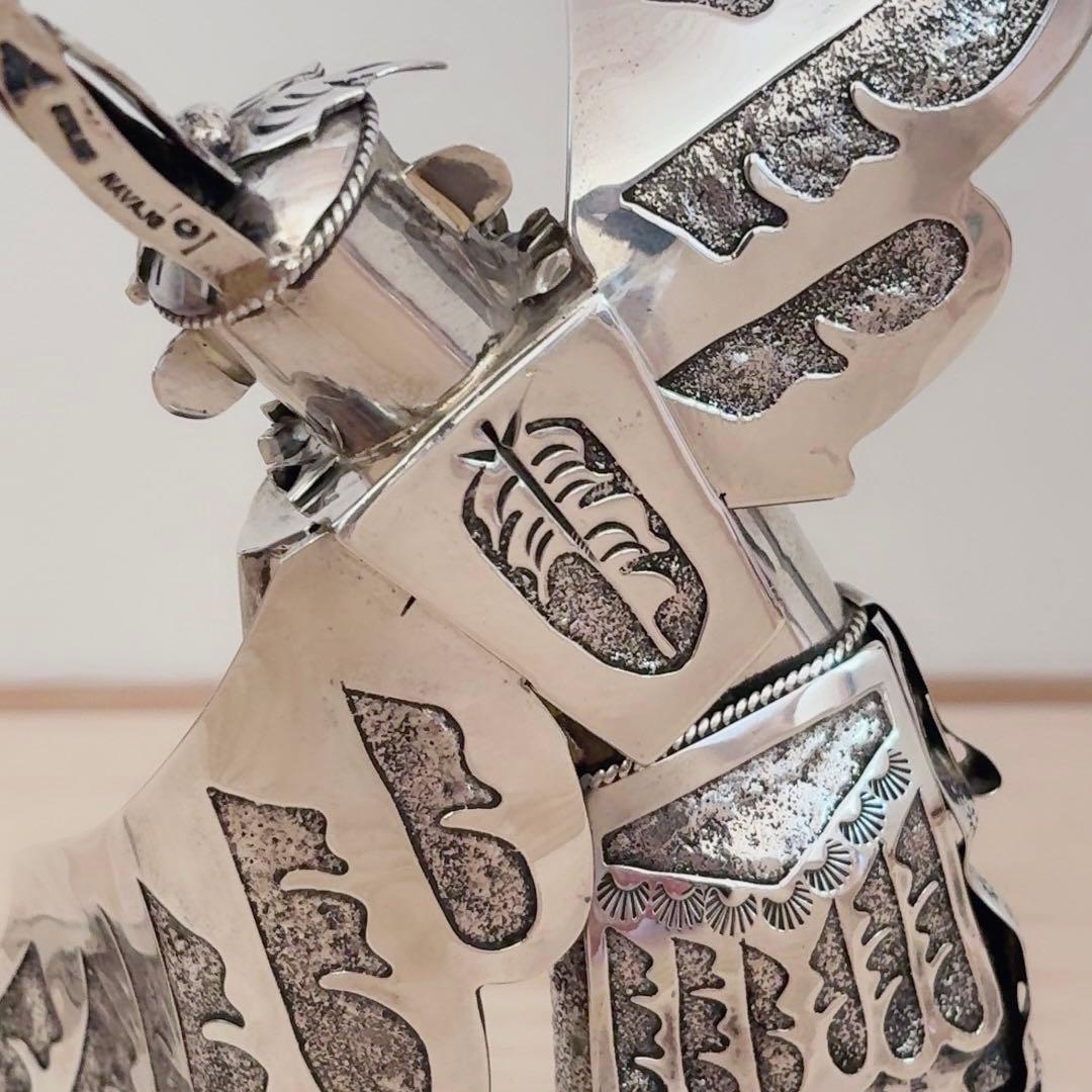 ナバホ族 スターリングシルバー カチナ イーグルダンサー シルバーターコイズ彫刻