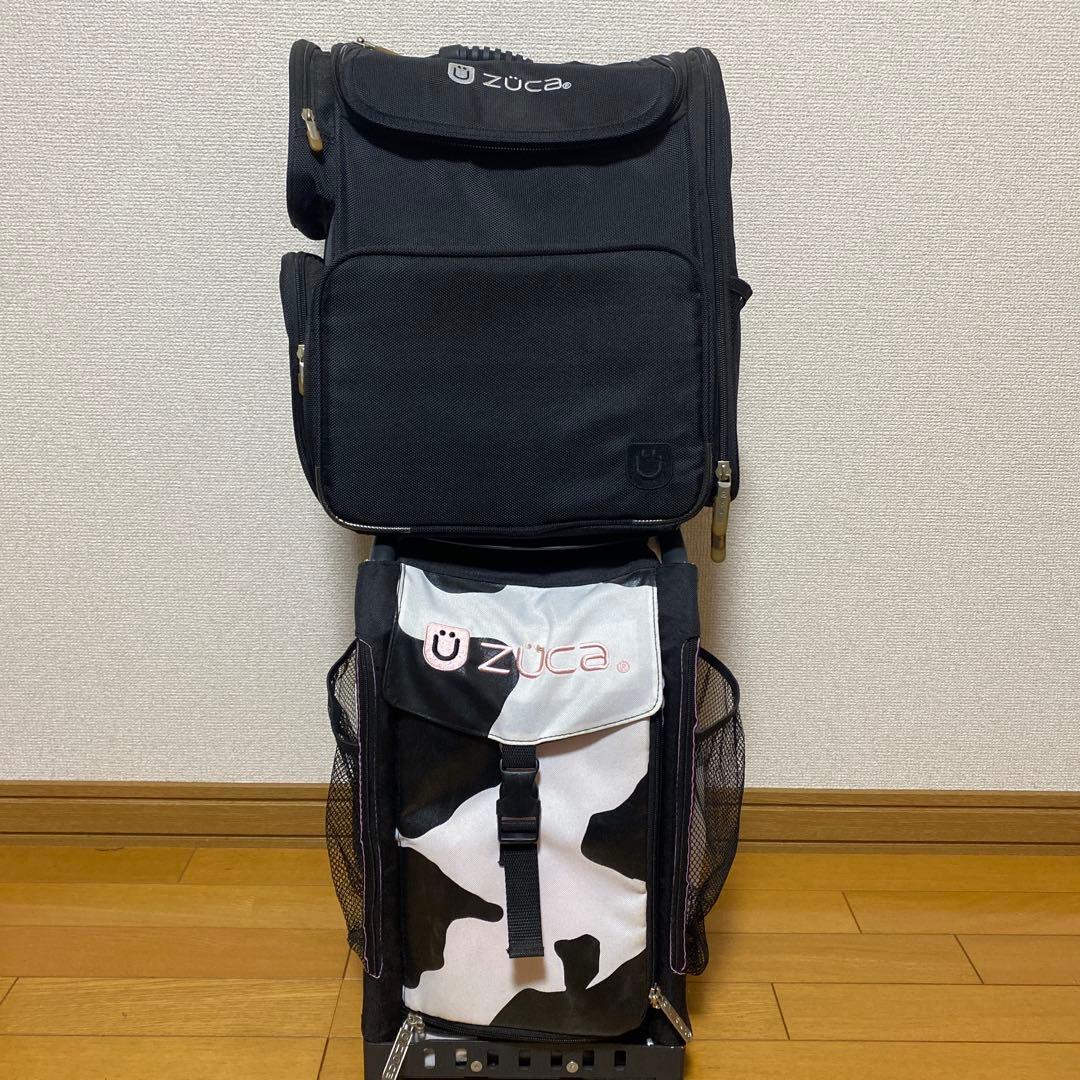 ZÜCA キャリーカート 黒・白 牛柄　ビジネスバックセット