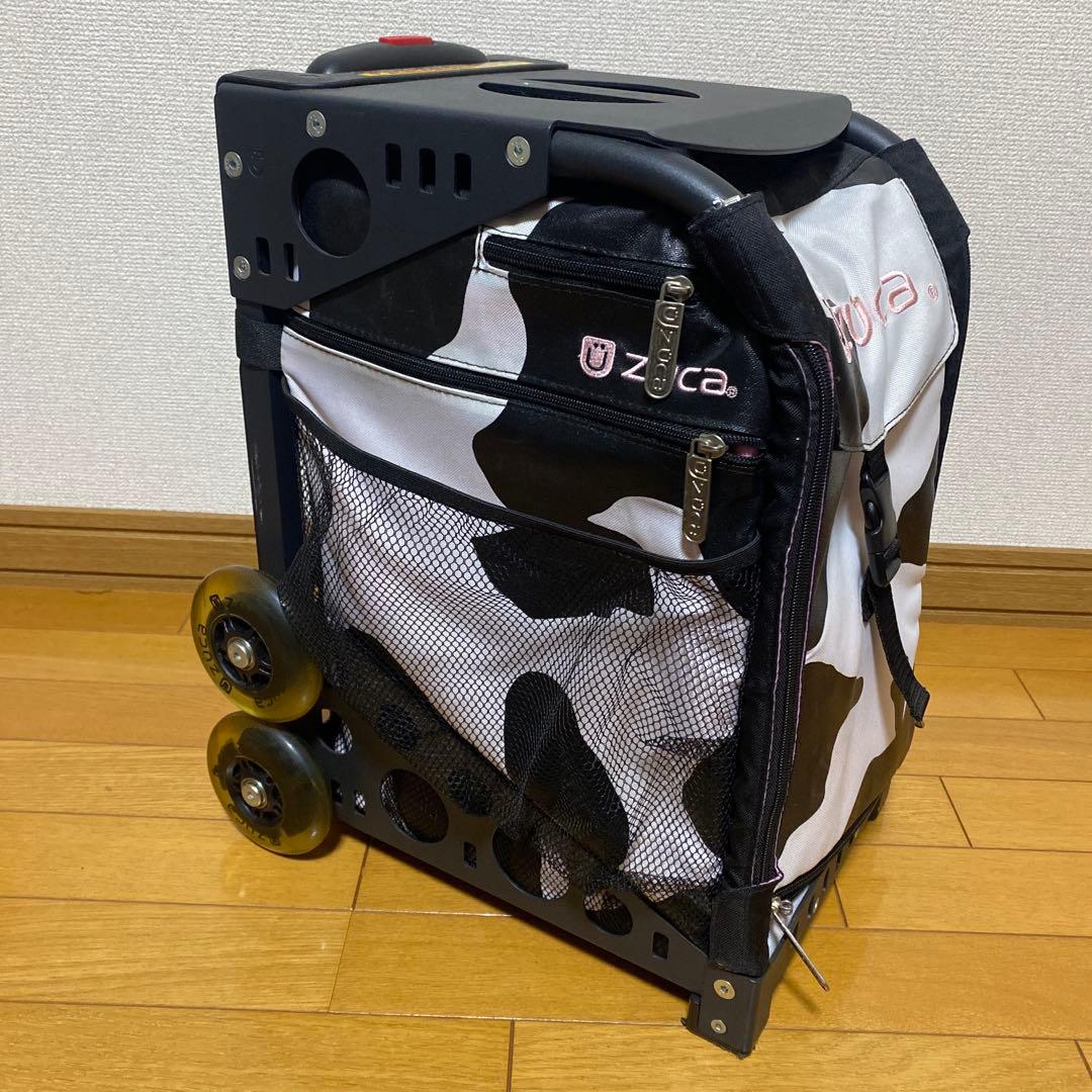 ZÜCA キャリーカート 黒・白 牛柄　ビジネスバックセット