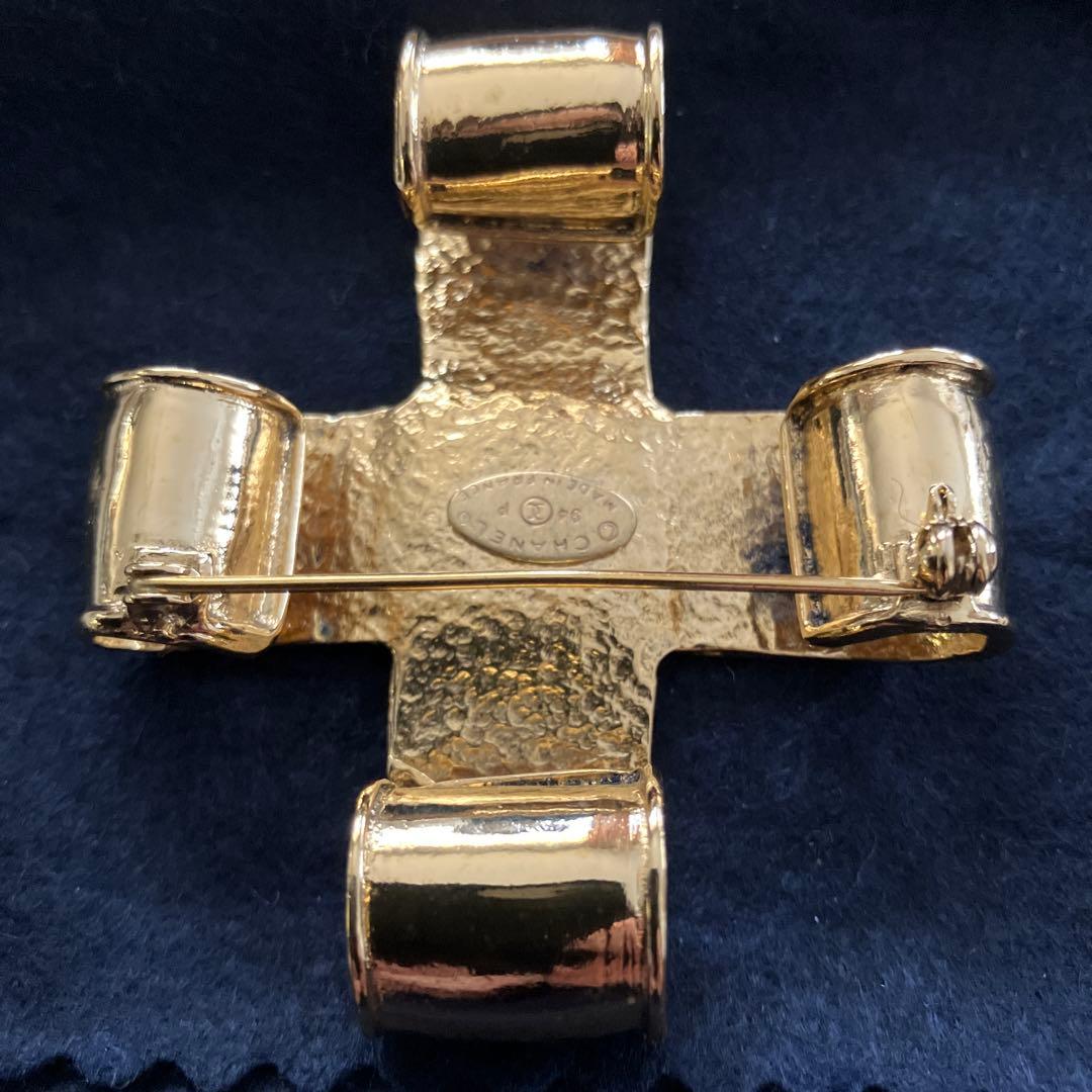 CHANEL ブローチ クロス ココマーク ヴィンテージ アクセサリー ゴールド