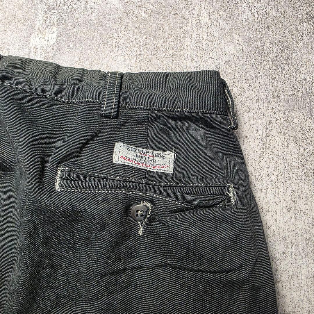 90sPolobyRalphLaurenポロチノ後染めツータックブラック黒34