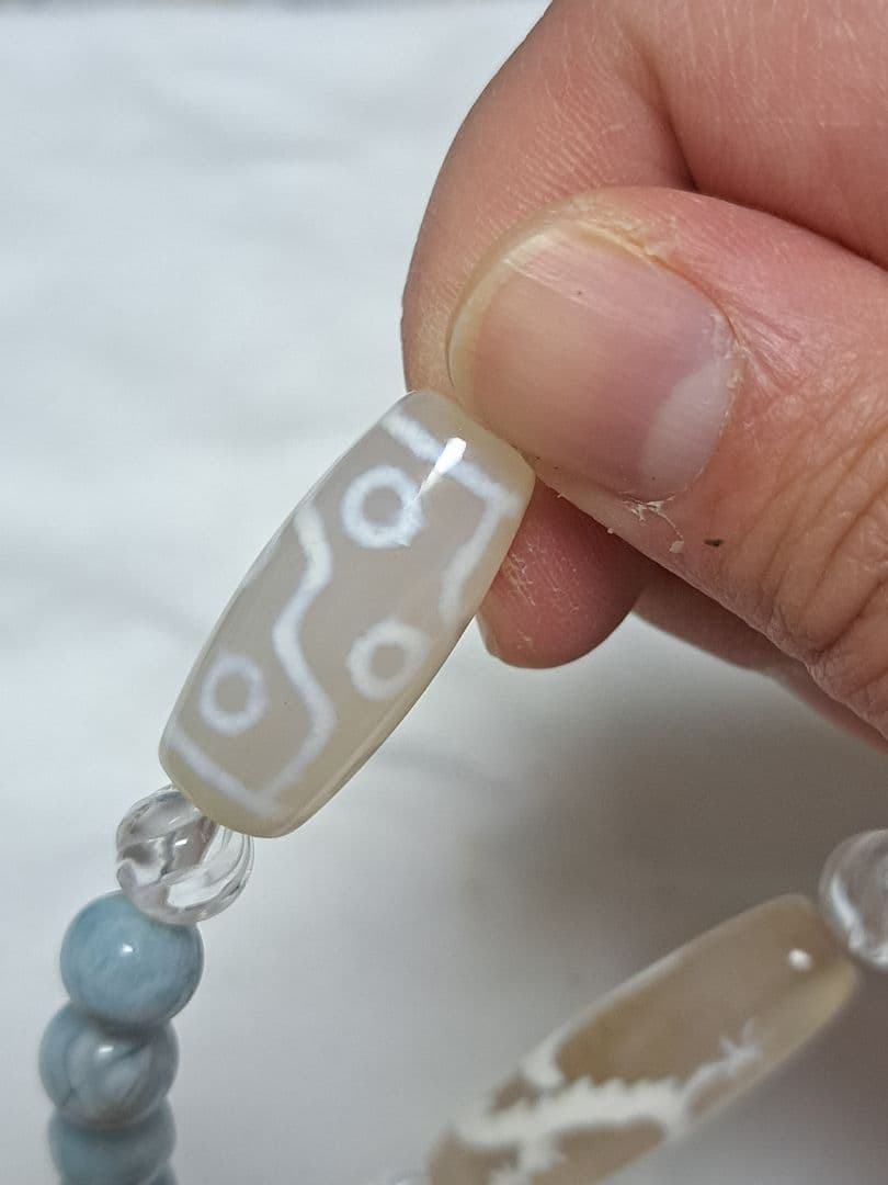 騎龍観音天珠 九眼天珠 ラリマー 水晶 デザインブレスレット 天然石