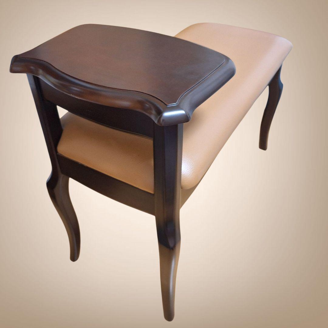 アンティーク風　テレフォンベンチ　ベージュ 合成皮革