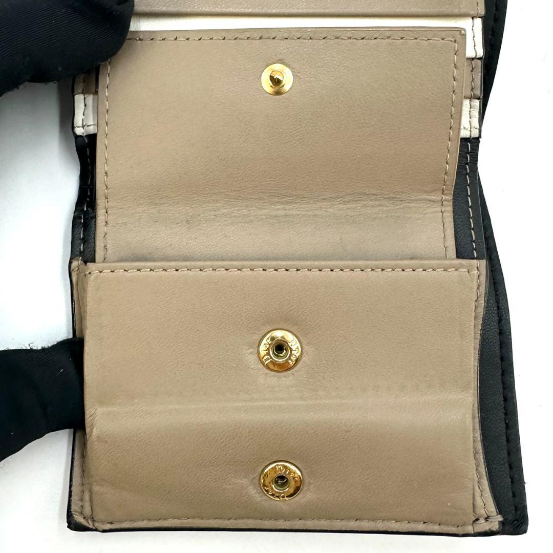 クリスチャンディオール カナージュ カロ 二つ折り財布 コンパクトウォレット 黒