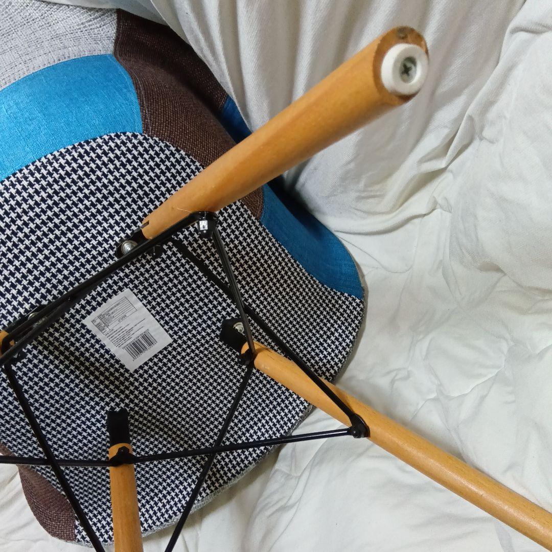 パッチワークデザイン ラウンジチェア 多色 青系