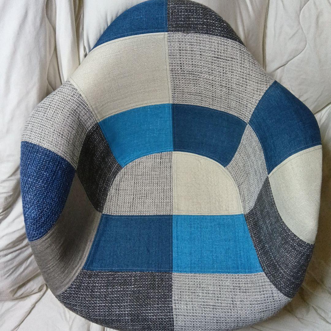 パッチワークデザイン ラウンジチェア 多色 青系