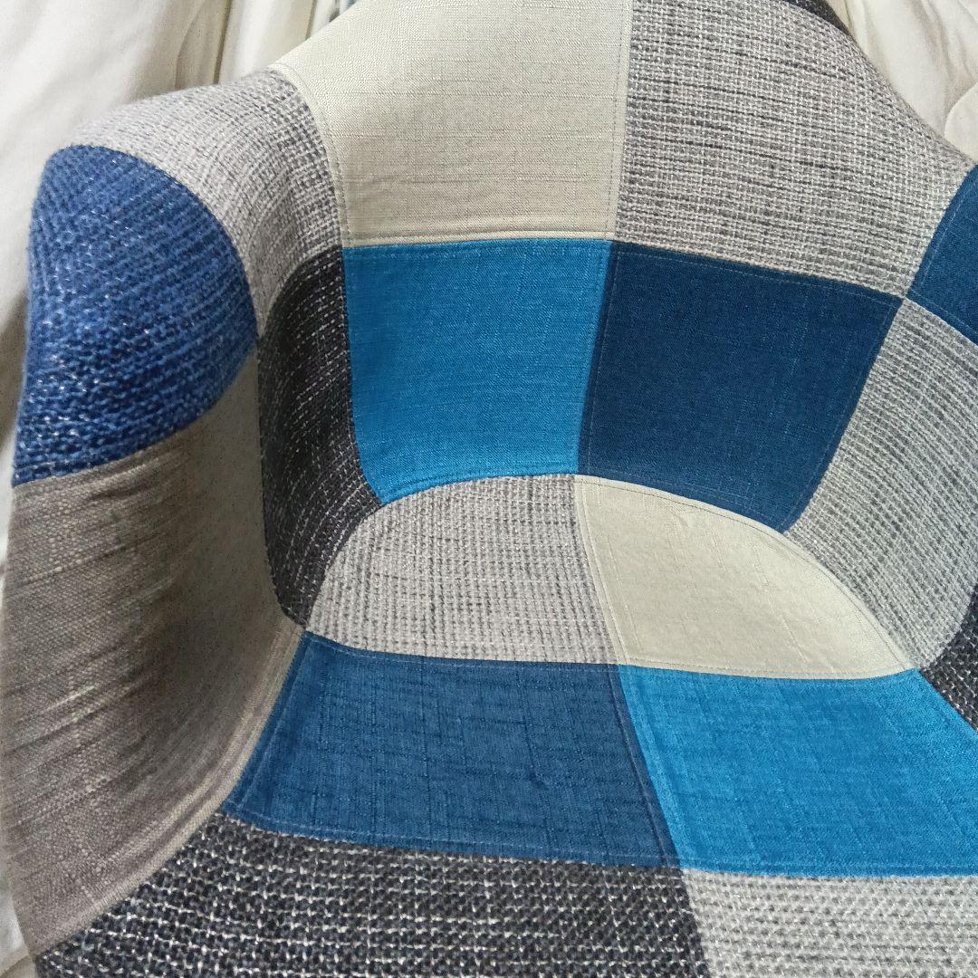 パッチワークデザイン ラウンジチェア 多色 青系