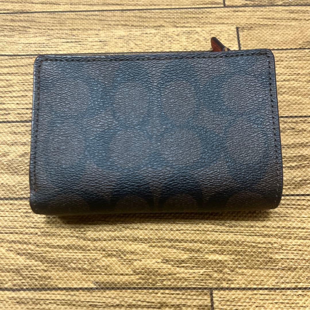 COACH 二つ折り財布 ダークブラウン/レッド
