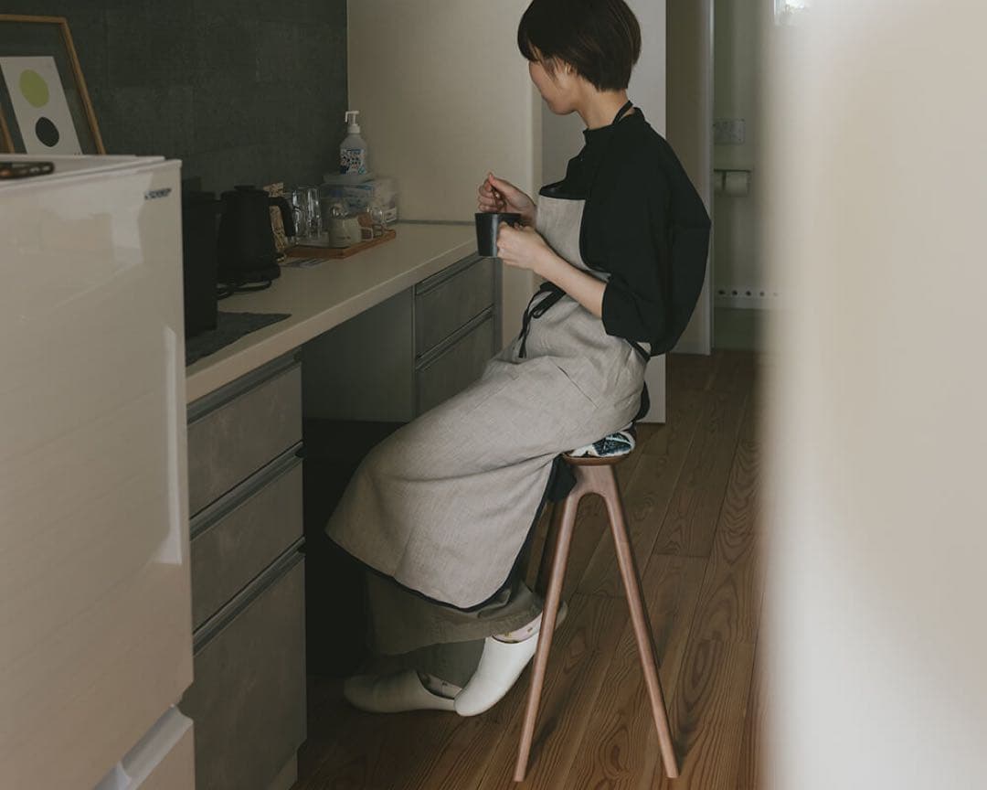 キッチンスツールNA H530＋ミナ ペルホネン　タンバリン　グレー