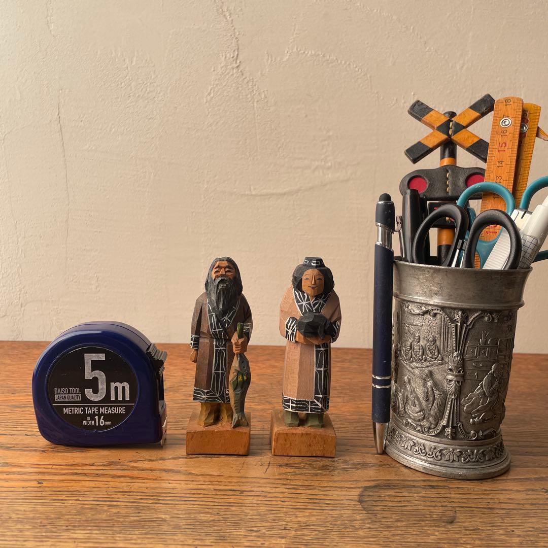 木製 郷土玩具 アイヌ ニポポ 一刀彫り 木端人形 エカシ 男女像 農民美術