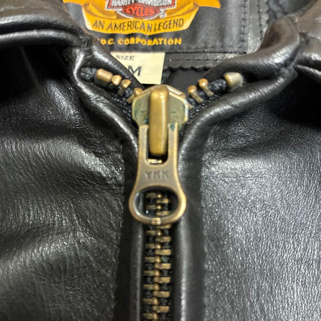 ハーレーダビッドソン ホースハイド シングルライダースジャケット M刺繍ブラック