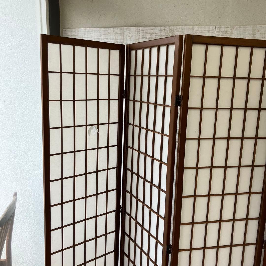 昭和レトロ 和モダン 木製 5連格子 障子パーテーション 間仕切り 仕切り 衝立
