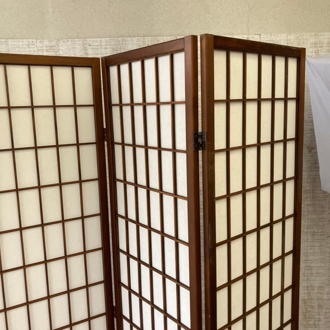 昭和レトロ 和モダン 木製 5連格子 障子パーテーション 間仕切り 仕切り 衝立