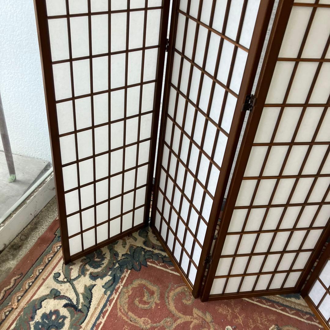 昭和レトロ 和モダン 木製 5連格子 障子パーテーション 間仕切り 仕切り 衝立