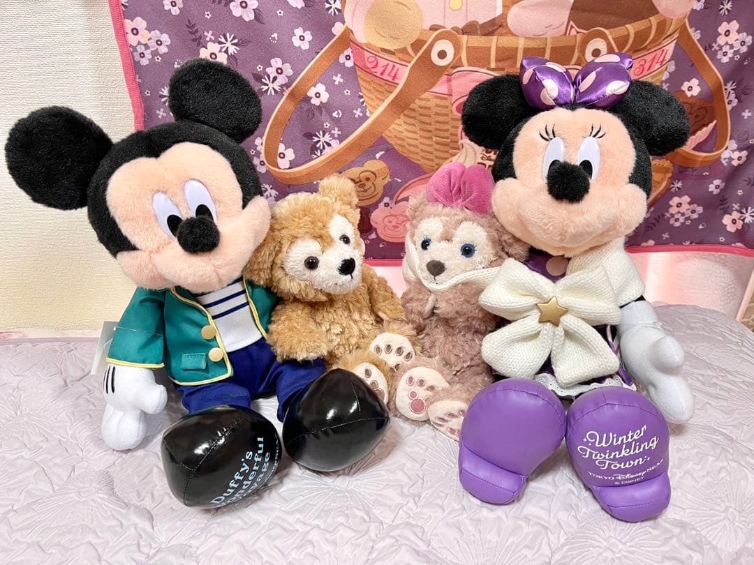 新品タグ付き！ダッフィー ミッキー、シェリーメイ ミニー ぬいぐるみセット