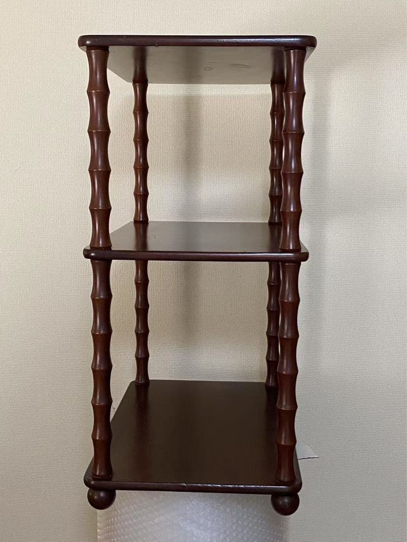昭和レトロミッドセンチュリー3段木製ラック飾り棚花台古道具古 電話台