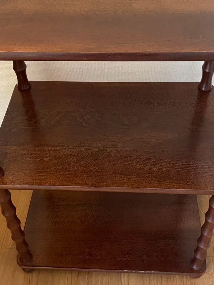 昭和レトロミッドセンチュリー3段木製ラック飾り棚花台古道具古 電話台