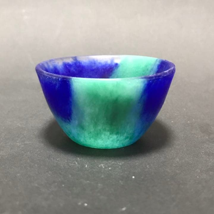 パートドヴェール　ぐい呑　藍色　翡翠色　佐伯泰典作