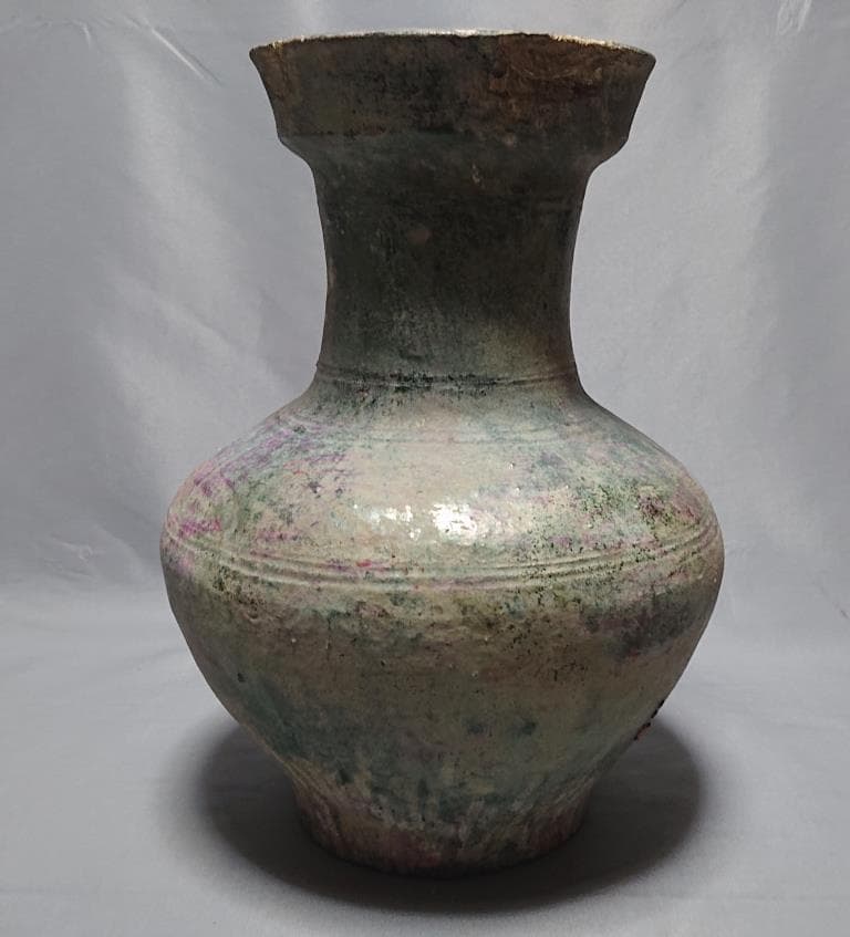 コレクター収集品　東漢時代　出土品　緑釉　大壷　高さ33.5cm