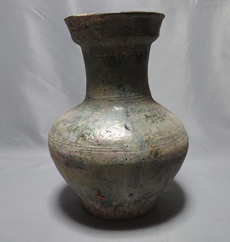 コレクター収集品　東漢時代　出土品　緑釉　大壷　高さ33.5cm