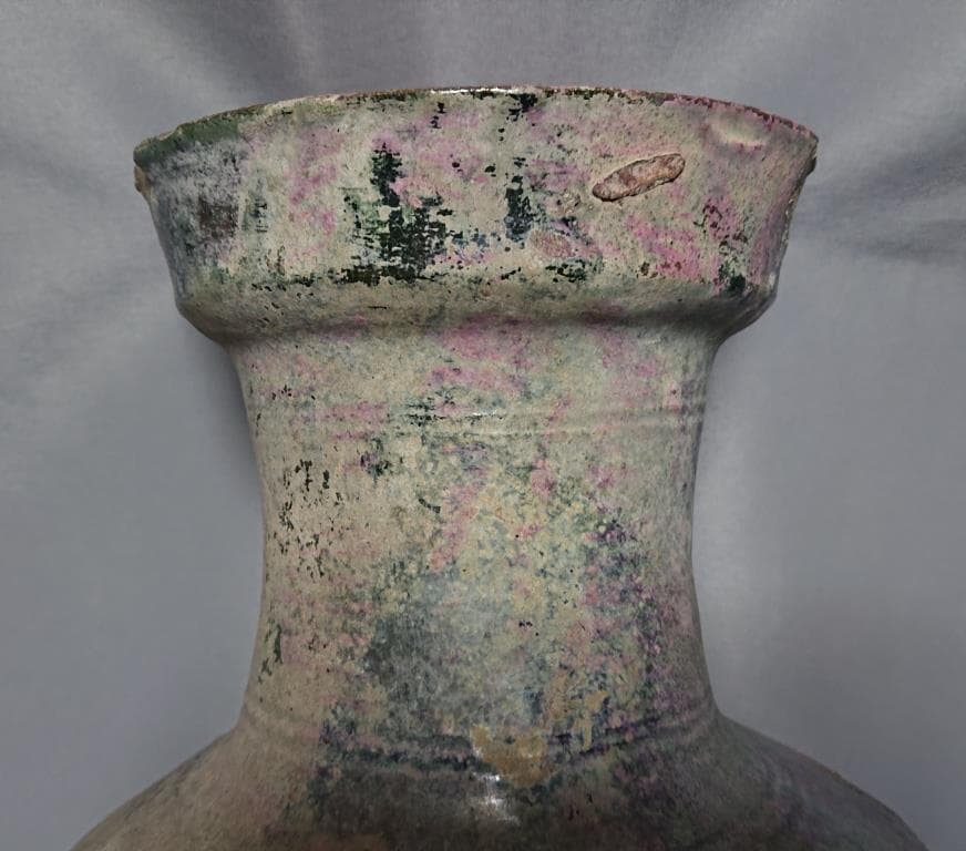 コレクター収集品　東漢時代　出土品　緑釉　大壷　高さ33.5cm