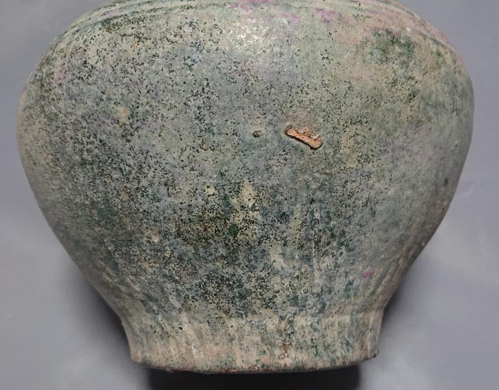 コレクター収集品　東漢時代　出土品　緑釉　大壷　高さ33.5cm
