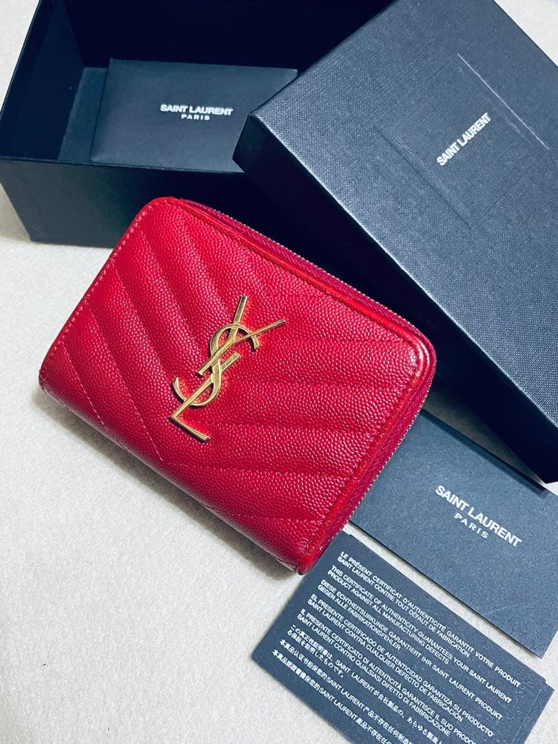 SAINT LAURENT 二つ折り財布 レッド