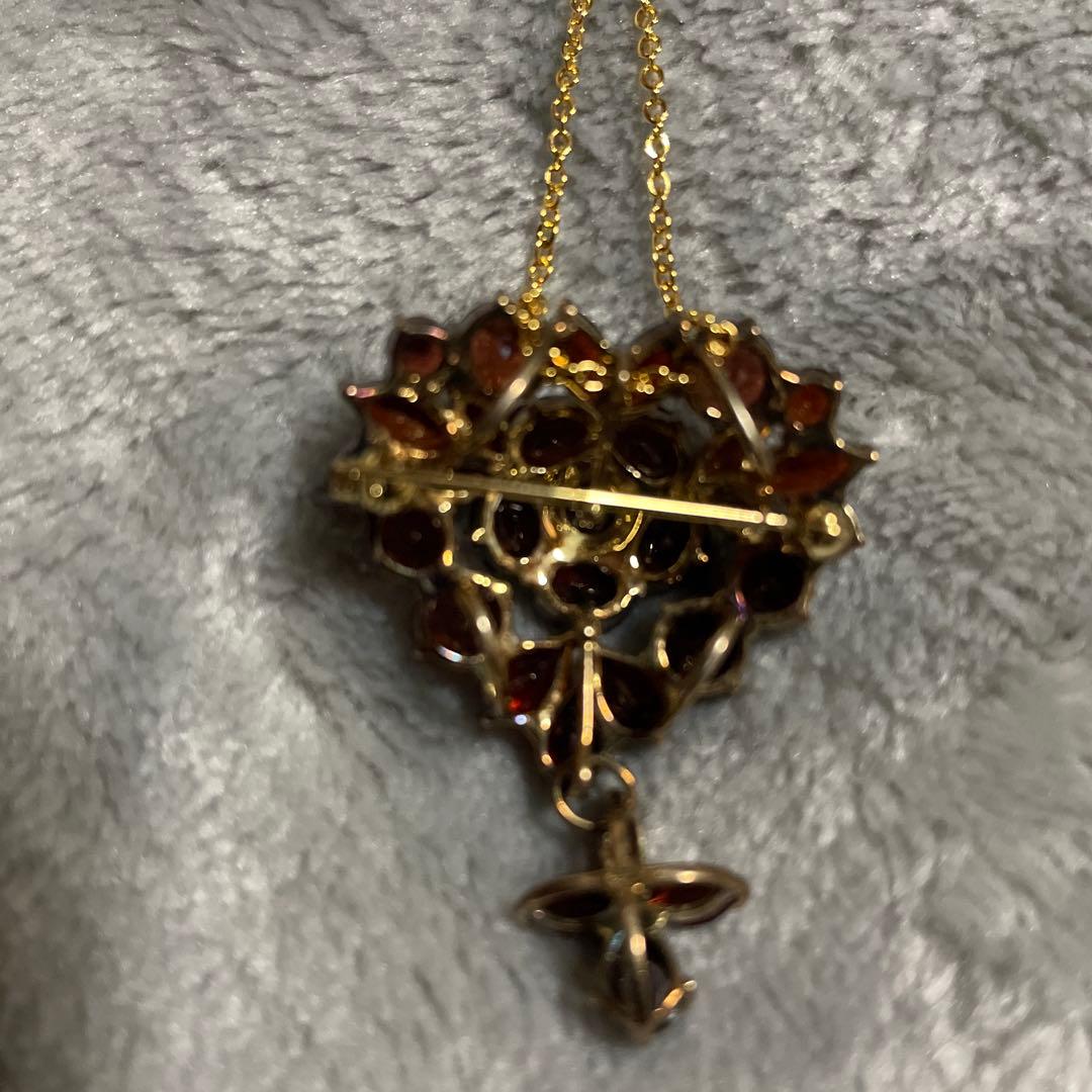 碌山　ガーネットブローチ・ペンダント