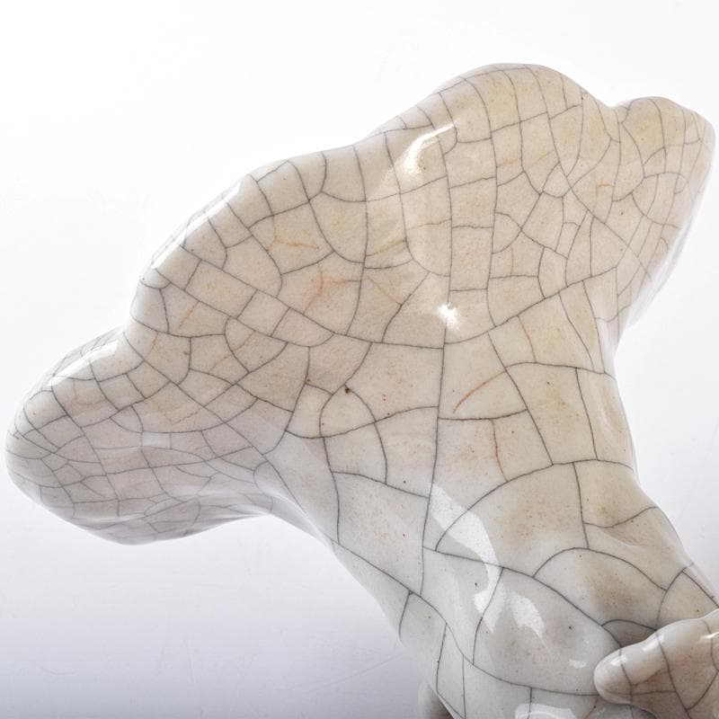 中国　大清乾隆年製款　哥窯　白磁　金糸鉄線　氷裂文　霊芝瓶　M　8061E