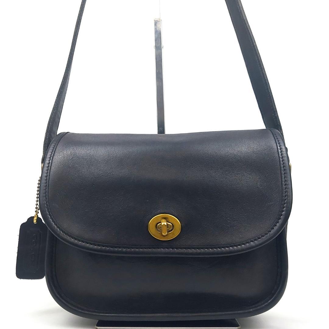 COACH オールドコーチ 8114 ターンロック ショルダーバッグ ネイビー