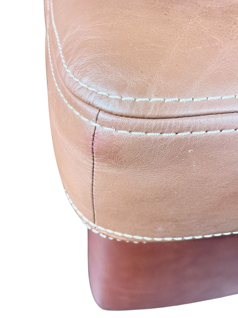 HR745 karimoku オットマン　本革+合皮 ブラウン系バイカラー