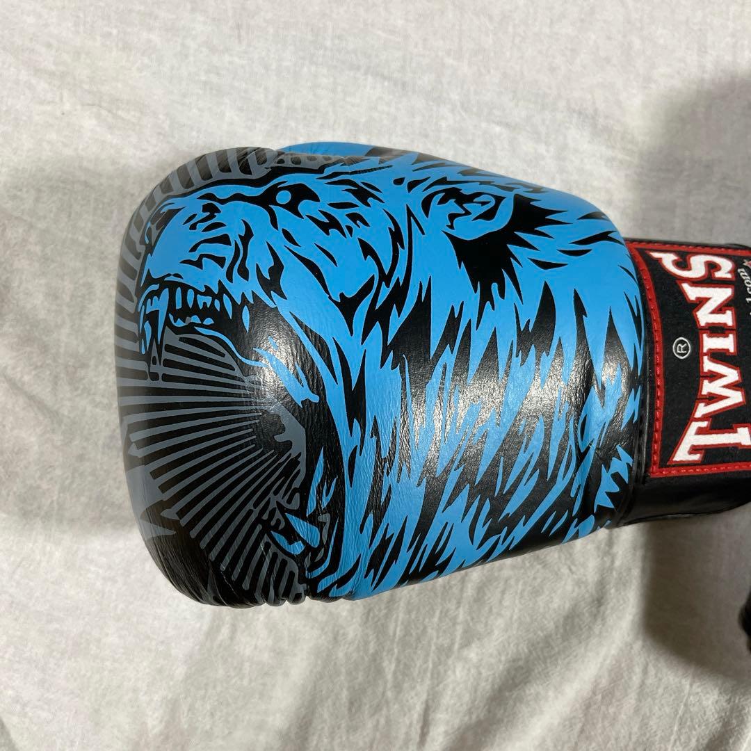 Twins ボクシンググローブ 本革製 ウルフ ブルー 10oz