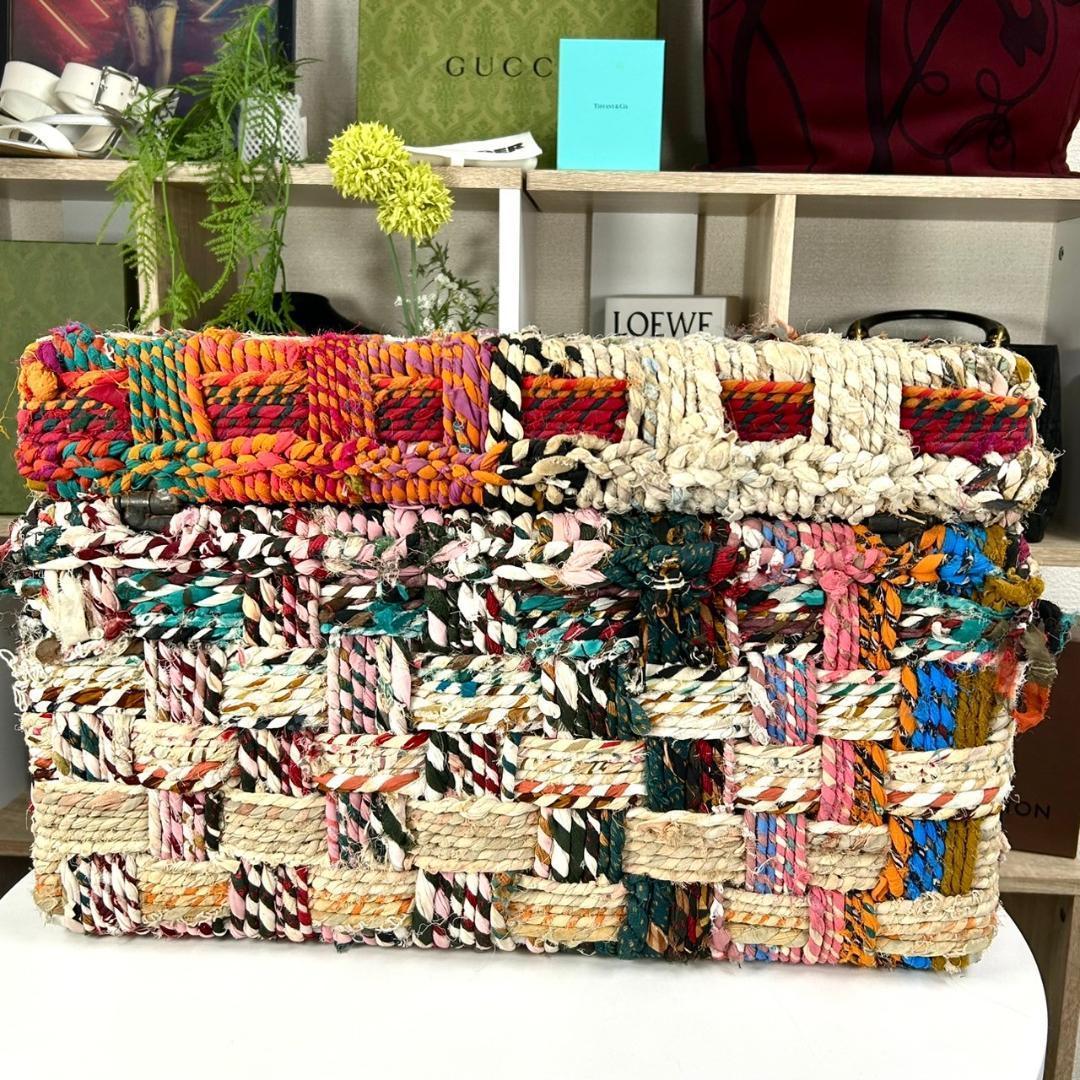 美品 モロッコ ジュート 手編み 収納ボックス インテリア