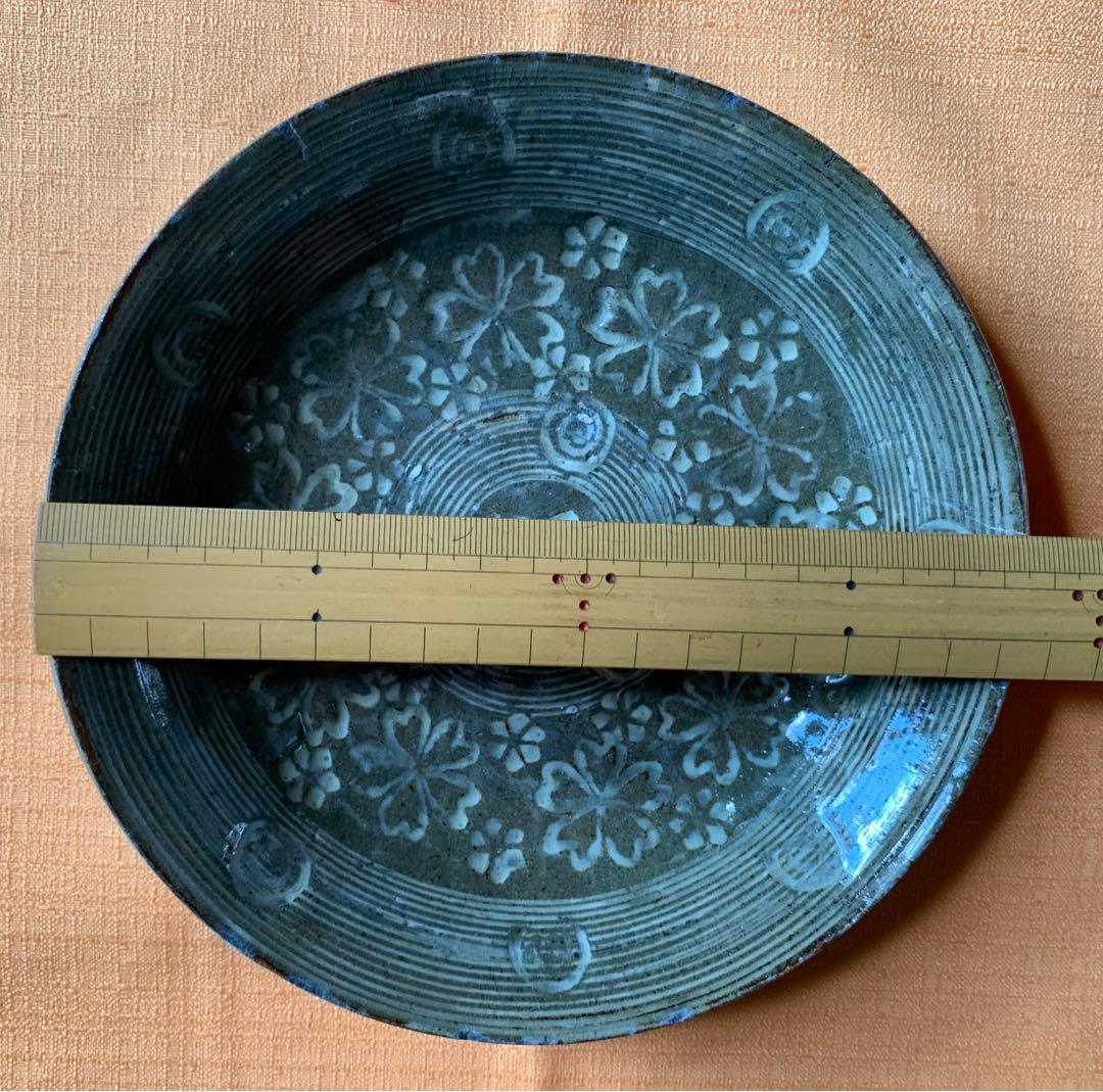 希少　江戸初期　古八代象嵌花文　平鉢　菓子皿