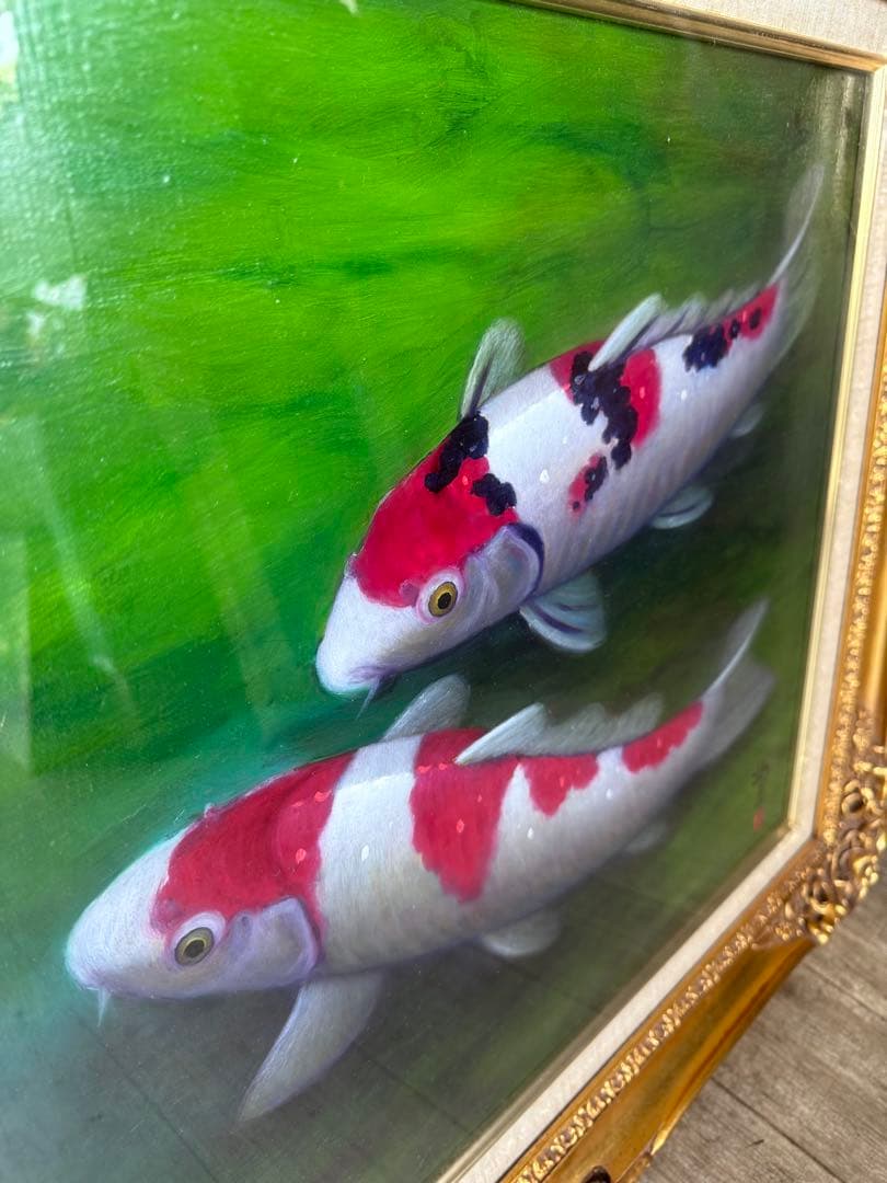 鯉の油彩画 F10号　宮下均ニ画　年間評価120万