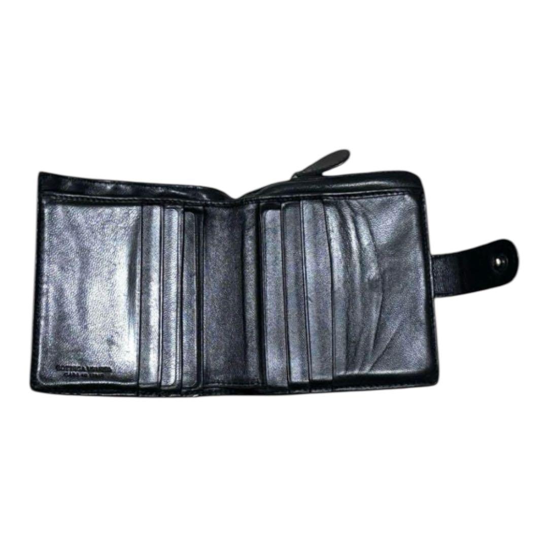 ボッテガヴェネタ　折り財布　レザー　ブラック　イントレチャート　ラウンドジップ