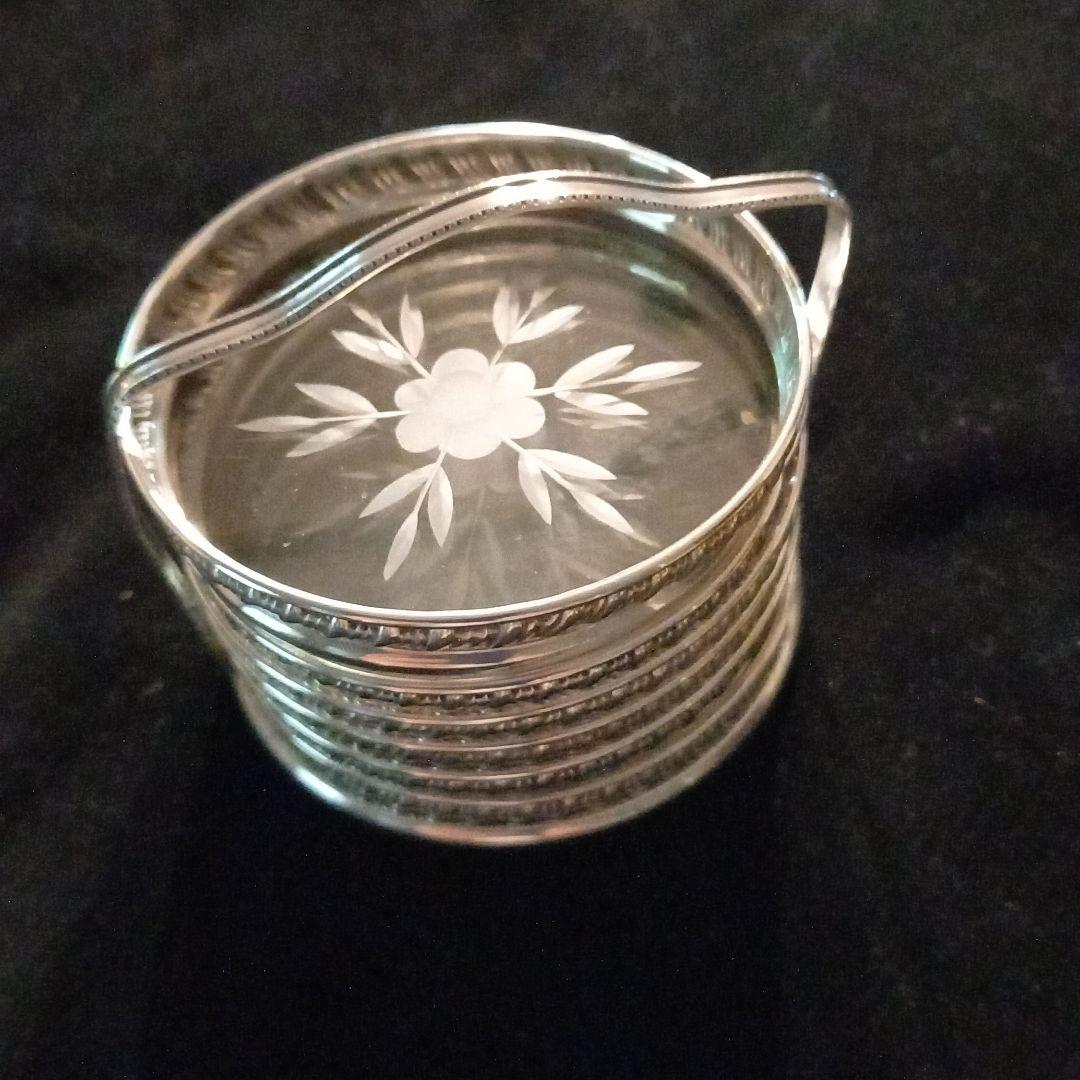 ホルダー付き銀製コースター6枚セット