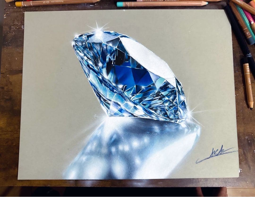 色鉛筆画 ダイヤモンド(原画)ラスト