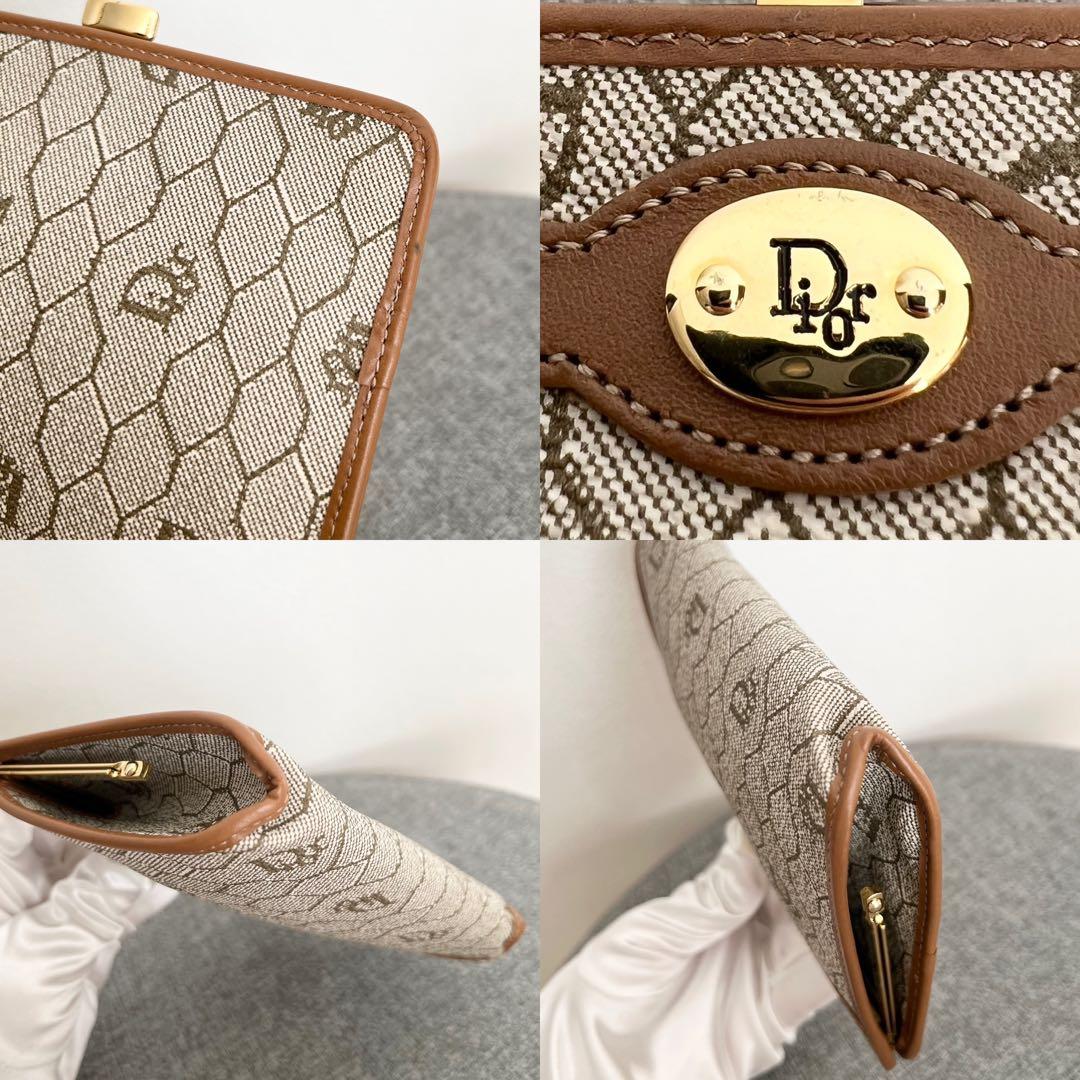 クリスチャンディオール ヴィンテージ ハニカム柄 キャンバス ケース 財布