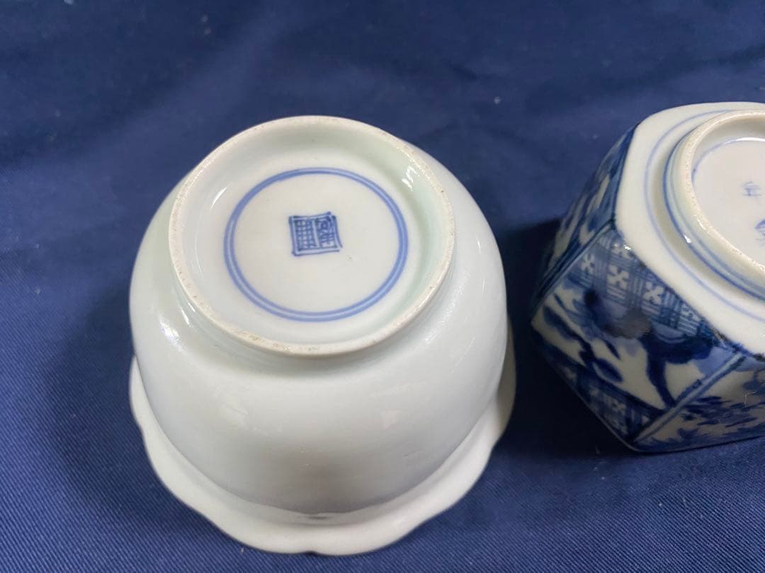 蕎麦猪口　見込に花　松竹梅　二客