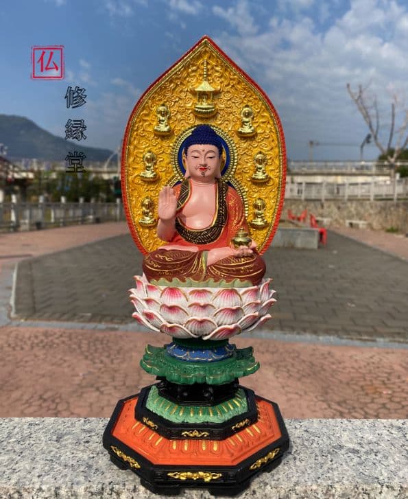 【修縁堂】極上品 彩繪 瑠璃光薬師仏 仏教美術 美術品