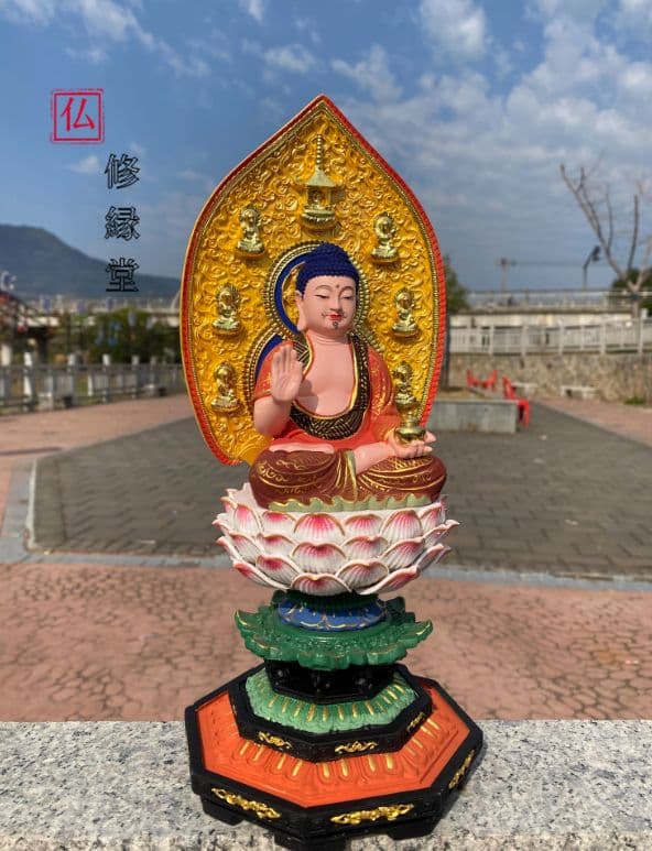 【修縁堂】極上品 彩繪 瑠璃光薬師仏 仏教美術 美術品