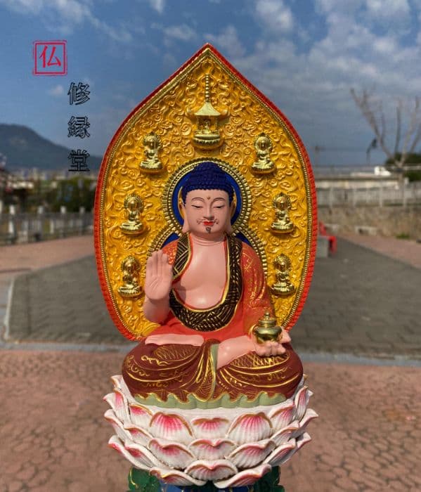 【修縁堂】極上品 彩繪 瑠璃光薬師仏 仏教美術 美術品