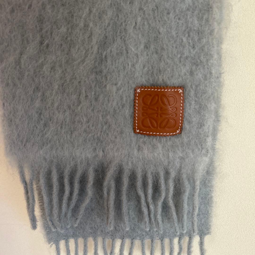 LOEWE グレー マフラー ウール モヘア