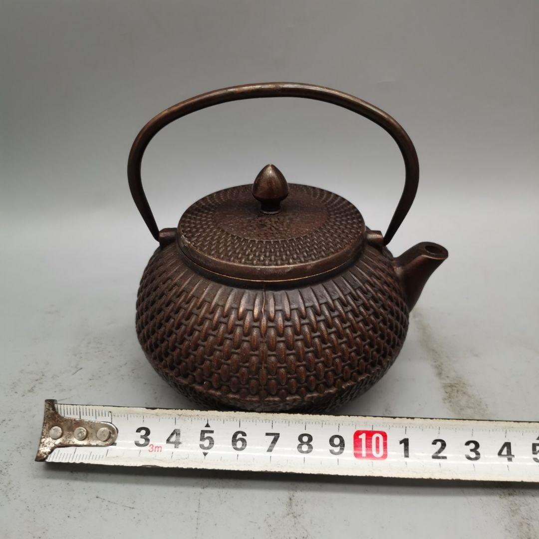 銅製 禅意茶壺 提梁壺 煎茶器 茶道具 工芸品 置物